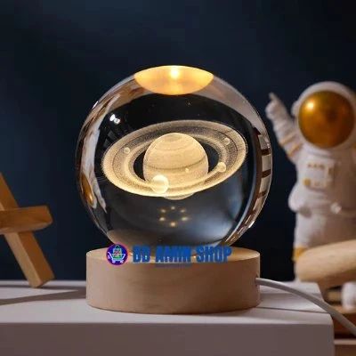 3D Crystal Ball Saturn with 7 Color LED Base – Decorative Lighting Gift